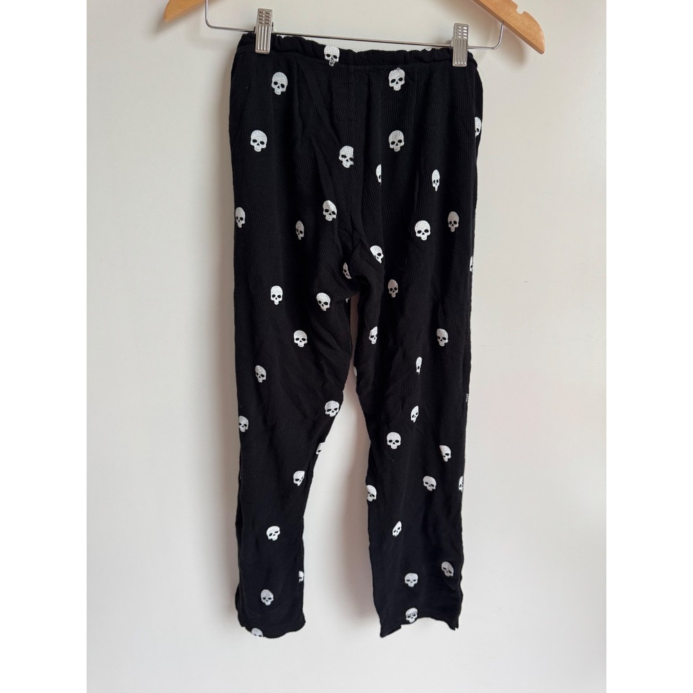 Chaser Black Skull Thermal Knit‎ Pants Snap Ankle Small Halloween Skelton Pullon